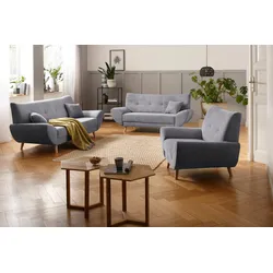 Home affaire Polstergarnitur »Basta«, (3 tlg.), Komfortable Wellenunterfederung Home affaire grau