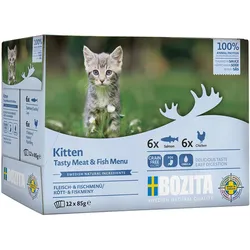 BOZITA Katzennassfutter Häppchen in Sauce mit Fisch&Fleisch für Kitten