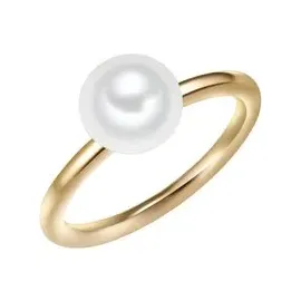 VALERO PEARLS Ring aus Sterling Silber mit Süßwasser-Zuchtperle in gelbgold | Gr.: 62