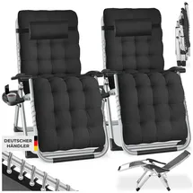 Tectake Sonnenliege klappbar 84 x 168 x 82,5 cm schwarz 2 St.