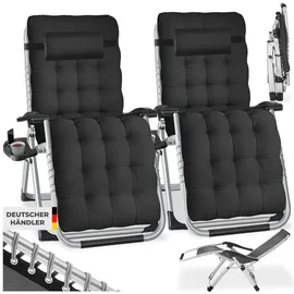 Tectake Sonnenliege klappbar 84 x 168 x 82,5 cm schwarz 2 St.
