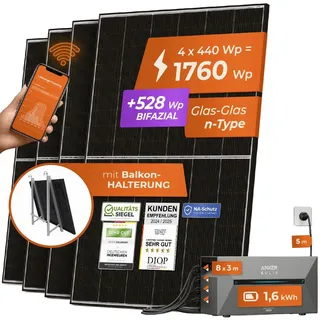 1760 W / 800 W inkl. 1,6 kWh Anker Solix 2 Pro Speicher