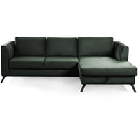 CAVADORE Ecksofa Ole / Samt-Sofa in L-Form mit Schwenkrücken und großem Longchair / 261 x 88 x 172 / Samtoptik Grün