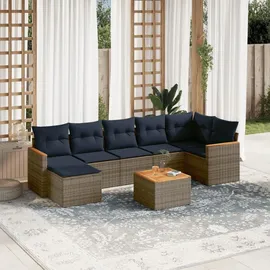 vidaXL Gartensofa-Set mit Kissen, grau, Polyrattan