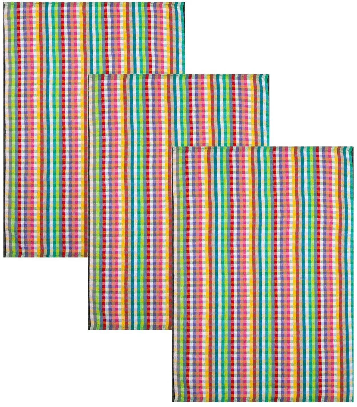 Kracht 3er Pack Baumwoll Küchentuch Restgarn 50x70 cm - bunt