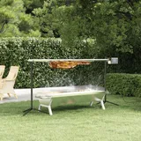 IKAYAA Spanferkelgrill mit Motor, Automatischer Spanferkelgrill, Grillspieß mit Motor Edelstahl, Elektromotor: 15 Watt, Drehspieß aus Edelstahl, stabile, Silber, 150 x 46,5 x 82,5 cm