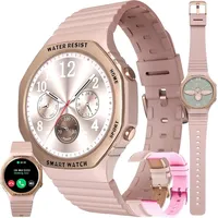 MYSHUN Damen Smartwatch mit Telefonfunktion 1.32" AMOLED 123 Sportmodi Fitness Uhr mit Blutdruck SpO2 Schlaf & Zyklustracker IP68 - Gold