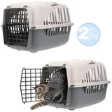 GarPet 2x Hundebox Auto Rückbank Transportbox Katze Katzentransportbox Transportbox Kaninchen Katzenkorb Transport Hundetransportbox Grau