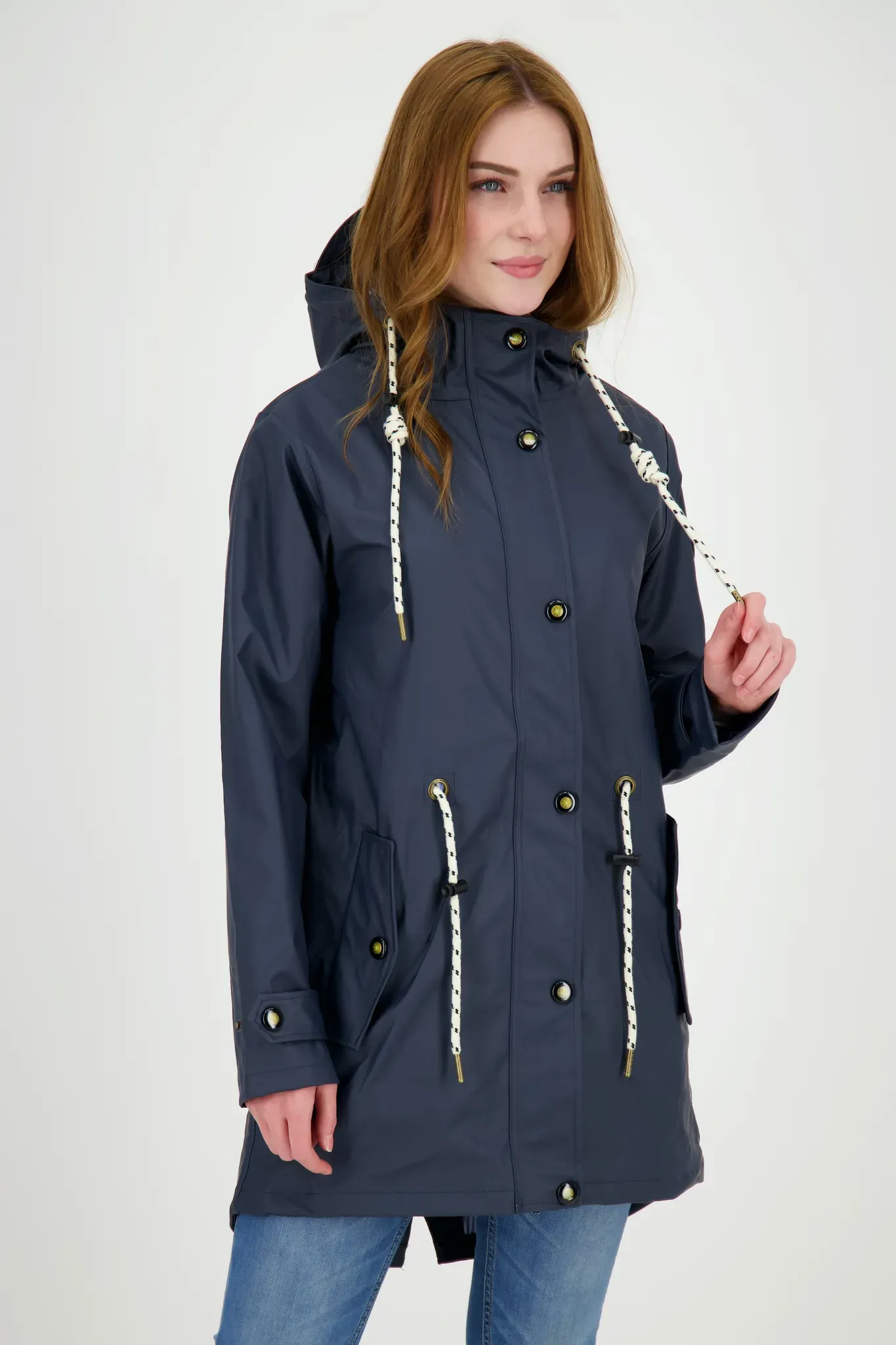 Regenjacke DEPROC ACTIVE "Friesennerz LOVE PEAK UNI WOMEN" Gr. 44 (L), blau (navy) Damen Jacken Regenjacken Anoraks auch in Großen Größen erhältlich