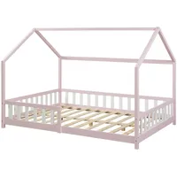 en.casa kids Hausbett Hesel 140 x 200 cm Kiefer rosa