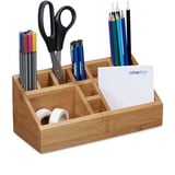 Relaxdays Schreibtisch-Organizer braun Bambus 10 Fächer 23,0 x 10,0 x 10,0 cm