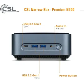 CSL Mini-PC Narrow Box Premium Intel N200 2023 4K Ultra HD 3,7 GHz 32 GB RAM 1000 GB SSD Intel UHD Graphics Windows 11 Home