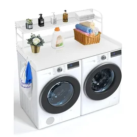 Vevor Arbeitsplatte für Waschmaschine und Trockner mit 2-stufigem Regal (1370 x 700 x 419 mm)