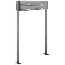 AL Briefkastensysteme 4 Fächer Premium Edelstahl Stand Briefkasten Anlage für Post A4 modern, robust, wetterfest, Artikelnummer: 132V4DZS2