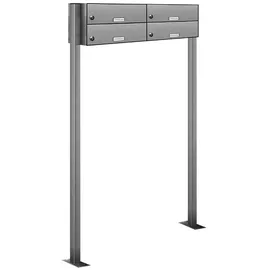 AL Briefkastensysteme 4 Fächer Premium Edelstahl Stand Briefkasten Anlage für Post A4 modern, robust, wetterfest, Artikelnummer: 132V4DZS2