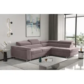 kaiser möbel Ecksofa mit schlaffunktion und bettkasten, Eckcouch ATOM Violett Rechts - Violett
