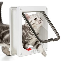 Katzentür Leise Bürste Katzenklappe Magnetische 4-Wege abschließbare Katzenfellklappe Haustiertür Tür für Katzen M Weiß