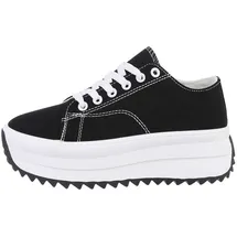 Ital-Design Sneaker Damen Plateau Schwarz/Weiß 39