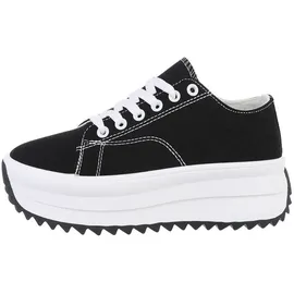 Ital-Design Sneaker Damen Plateau Schwarz/Weiß 39