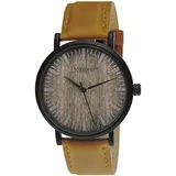 Holzwerk NECKAR flache Damen, Herren Leder & Edelstahl Holz Uhr braun, schwarz - Braun/Schwarz