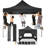 COBIZI Faltpavillon 3x3 Wasserdicht Stabil Winterfest mit Seitenwand,Pop Up Pavillon Partyzelt,Sonnenschutz Gartenpavillon,Pavillon Faltbar mit Tasche mit Rollen(3 mal 3m Schwarz)