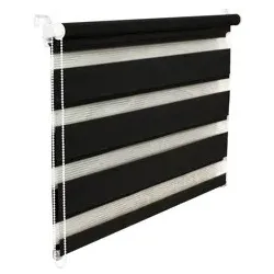 Doppelrollo Duorollo 85 cm breit 200 cm lang schwarz inkl. Seilzug Fensterrollo Klemmrollo Jalousie