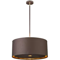 Balance Pendelleuchte braun, messing poliert Ø45,5cm rund Textilschirm