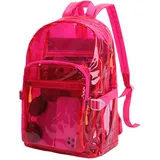 TINYAT Klarer Rucksack Transparenter Rucksack Wasserdicht Durchsichtig Schulrucksack Damen Einkaufen Schule Reisen,Rosa/9064