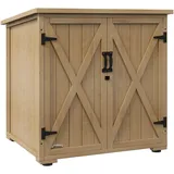 Outsunny Gartenschrank, Geräteschrank, Wetterfester Geräteschuppen, Holzschrank mit Doppeltür, Gartenschuppen für Garten, Balkon, Natur, 77,5 x 88 x 90 cm