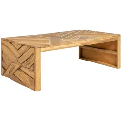 vidaXL Couchtisch Erosion Teak Massivholz 110x60x38 cm