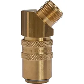 Riegler Temperierkupplung DN 9 mit AG, mit Absperrventil, G 3/8 45°