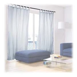 Relaxdays Vorhänge mit Schlaufen, 2er-Set, Voile, halbtransparente Gardinen, einfarbig, Polyester HxB 245x140 cm, silber
