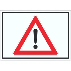 Achtung Zeichen Weiss Symbol Aufkleber A8 (52x74mm)