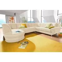 Wohnlandschaft TRENDMANUFAKTUR "Rondo, wahlweine mit Federkern, Breite 320cm, U-Form", beige (creme), B:320cm H:85cm T:94cm, Softlux-Kunstleder;Primabelle-Microfaser;NaturLeder (handschuhweiches Rindsleder in Sitz und Rücken mit SOFTLUX-Kunstleder als Korpus-Bezug);Struktur (23% Polyacryl, 77% Polyester), Sofas, Wohnlandschaft, inkl.Federkern, ohne Bettfunktion