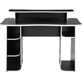 OTTO home Gamingtisch OTTO HOME "GAME, Computertisch, Schreibtisch, Towerfach, Monitoraufsatz", schwarz (schwarz, schwarz, schwarz), B:120cm H:89cm T:60cm, Tische, Jugendschreibtisch Computertisch, ergonomisch geschwungene Tischplatte, Breite 120 oder 150 cm