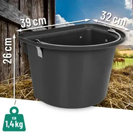 Kerbl Transportkrippe, Futtertrog zum Einhängen, Turnier-Futterkrippe mit Tragegriff, schwarz