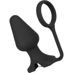 Analvibrator mit Penisring, 10,5 cm, schwarz