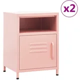 vidaXL Nachttische 2 Stk. Rosa 35x35x51 cm Stahl