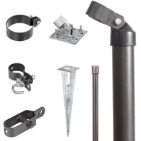 GAH Alberts Alberts Zaunanschluss-Set Wellengittertor an Maschendrahtzaun | Set,2s | zinkphosphatiert anthrazit-metallic | mit Einschlag-Bodenhülse | Torpfosten-Ø: 60 mm | Zaunhöhe: 1500 mm