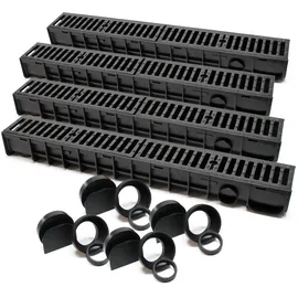 Wiltec Entwässerungsrinne 4 x 1 m