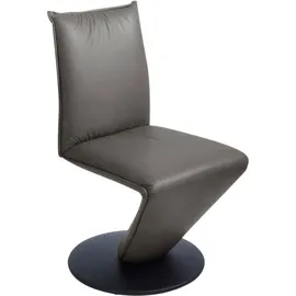 K+W Komfort & Wohnen Drehstuhl »Drive«, Leder CLOUD, Stuhl mit federnder Sitzschale, Drehteller in Metall schwarz Struktur grau