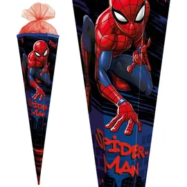 ROTH Schultüte groß Marvel Spider-Man 100 cm eckig Tüllverschluss, ROT(H)-Spitze Zuckertüte Schulanfang