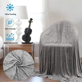 Woltu Sommerdecke Selbstkühlende Decke Mikrofaser Arc-Chill, Kühldecke mit Q-max0.45, Kühl und Hautfreundlich, weiche Sofadecke Reisedecke 150 x 200cm Grau