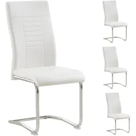 CARO-Möbel Esszimmerstuhl Loano Kunstleder weiß 4er Set