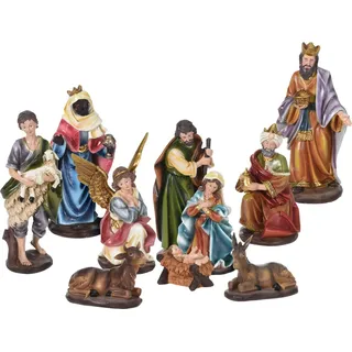 Spetebo - XL Krippe Figuren Set - 10-teilig - Weihnachten Advent Tisch Deko Zubehör