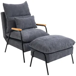 HOMCOM Relaxsessel mit Hocker Kord, Schaumstoff