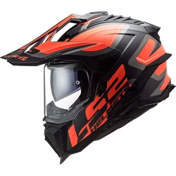 LS2 MX701 Explorer Alter, Endurohelm - Matt Schwarz/Neon-Orange/Grau - XXL