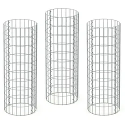 ECD Germany 3er Set Gabione Gabionenkorb Drahtkorb Steinkorb Sichtschutz Säule Ø 35 x 100 cm