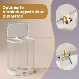 Songmics Wäschekorb mit Deckel 2 Fächer, Wäschesortierer mit Pedal, 160 L,