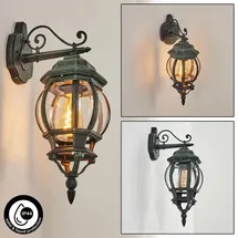 hofstein Außenleuchte Metall/Glas IP44 mit E27 schwarz/grün ohne Leuchtmittel